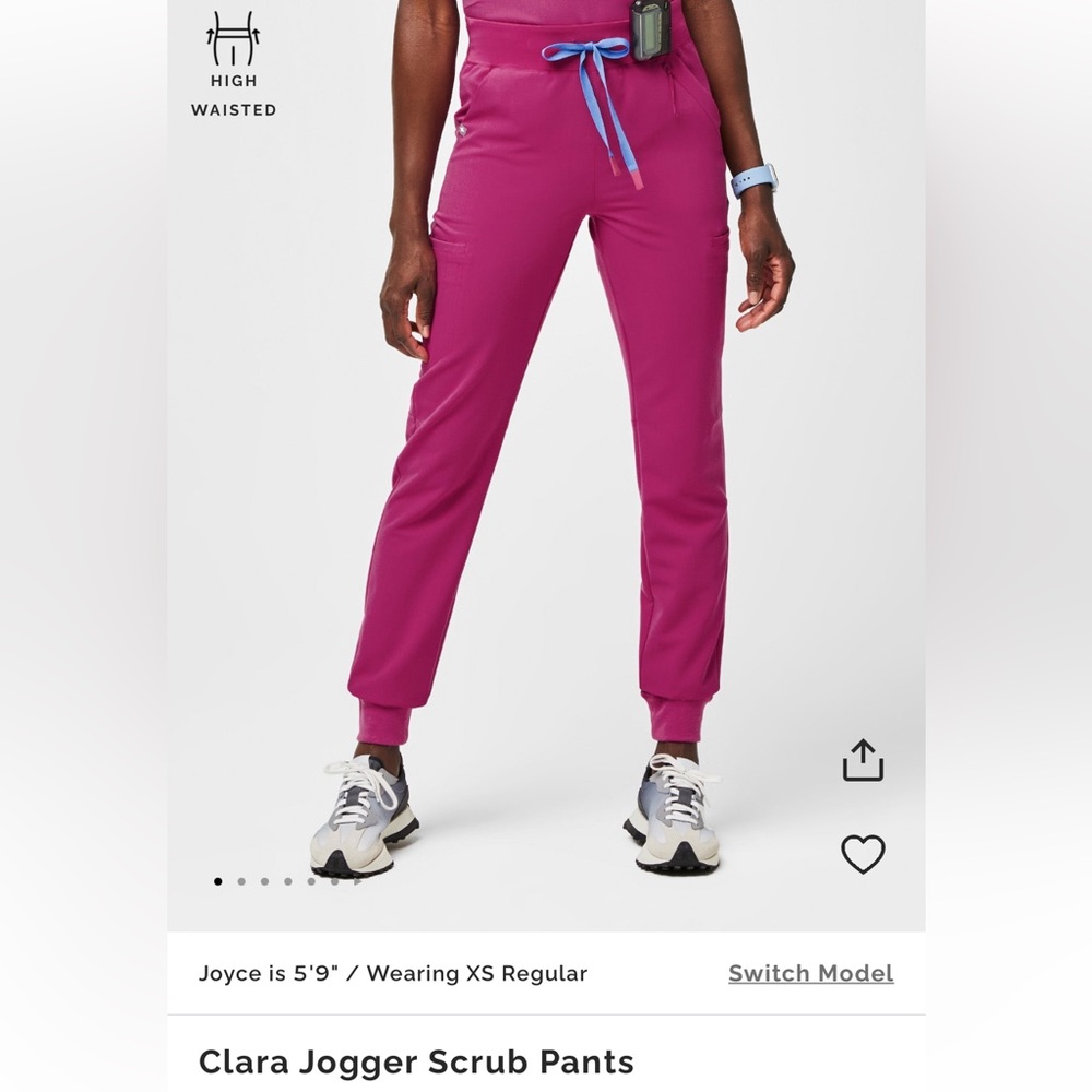 FIGS Clara Jogger Scrub Pants, Small Regular, Raspberry Sorbet